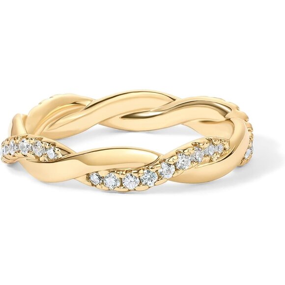 Women's 14K Gold Plated Cubic Zirconia Twisted Rope Eternity Band - Picture 5 of 6